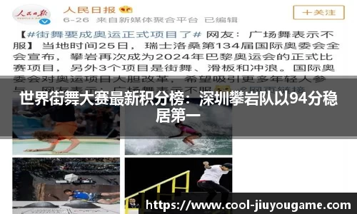 世界街舞大赛最新积分榜：深圳攀岩队以94分稳居第一